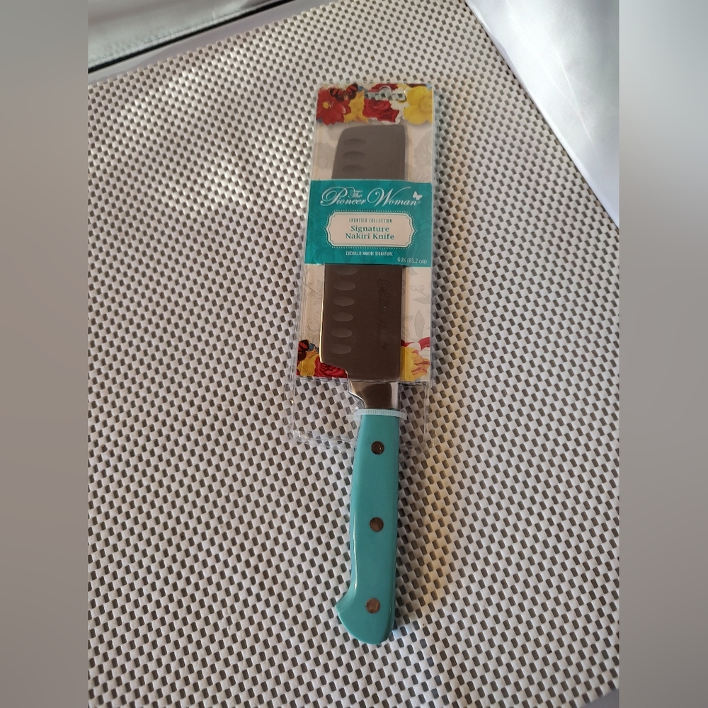 The Pioneer Woman Frontier Collection Signature Nakiri Knife 6" NWT Teal